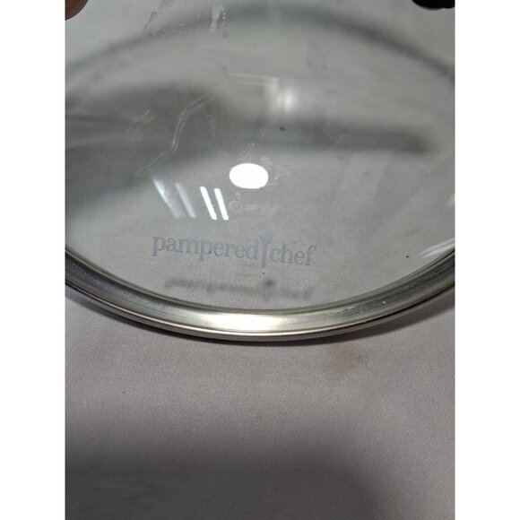Pampered Chef Glass Replacement Lid Only 7-1/2” Inner Rim is 6 3/4", 23C - Picture 3 of 5